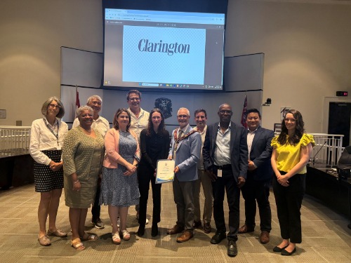 Mayor Foster and members of council with Diversity Leadership Bursary winner Alina Gregory
