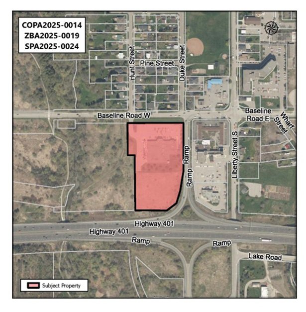 Map showing proposed development area