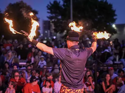 Brant the Fire Guy performs on the main stage