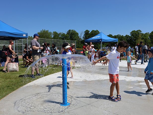 Clarington's littlest residents cooled off in Middle Park’s brand-new splash pad and enjoyed activities, prizes, freezies and more at the grand opening event on June 14, 2025. 
