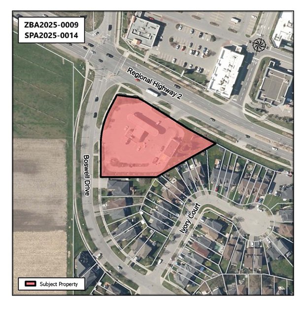 Map showing proposed development area