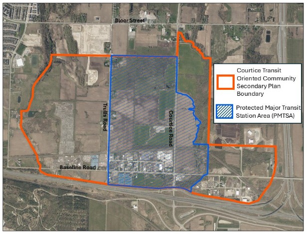 Map showing the secondary plan area