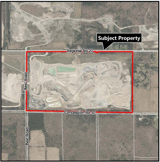Map showing proposed development area
