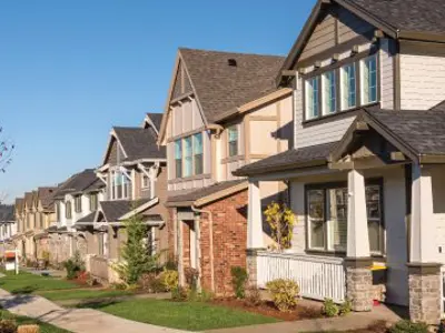 Row of houses on a suburban street.