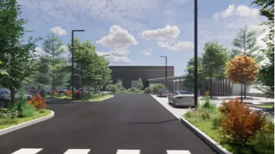 A rendering of the front of the South Bowmanville Recreation Centre.