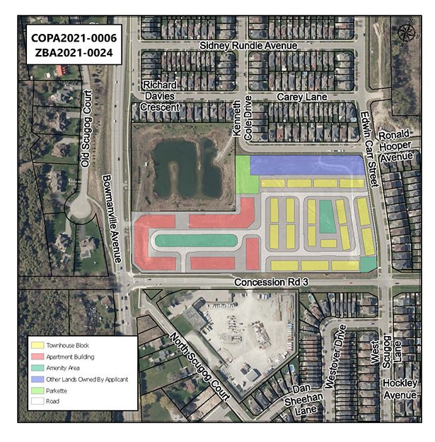 Map showing proposed development area