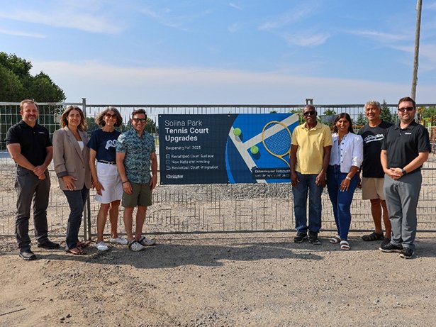 From left: Clarington’s Deputy CAO / Solicitor Rob Maciver, Hydro One’s Ani Bekmezian, Councillor Ward 4 Margaret Zwart, Councillor Ward 1 Sami Elhajjeh, Regional Councillor Wards 1 and 2 Granville Anderson, Hydro One’s Maalika Kara, Regional Councillor Wards 3 and 4 Willie Woo, and Clarington’s Deputy CAO / Treasurer Trevor Pinn.
