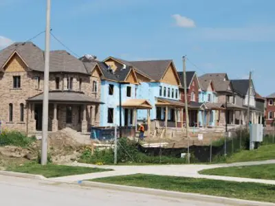 Homes under construction.