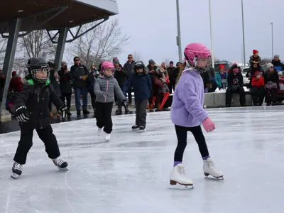 Kids enjoy skating at the Courtice outdoor skating rink.