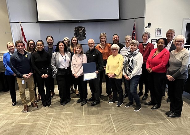 Mayor Adrian Foster, Members of Council, Municipal Staff and Members of Iconic at the General Government meeting on April 7