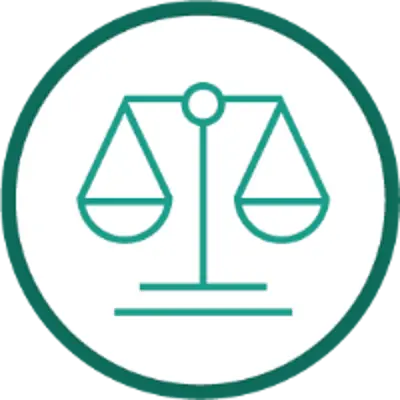 Icon representing integrity: a green circle partially covered by a translucent, blurred square overlay, symbolizing clarity and honesty.