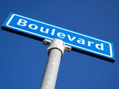 Picture of blue Boulevard street sign.